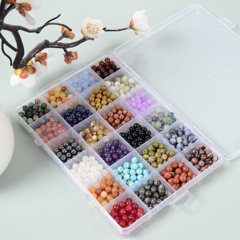 1996 6mm Natural Mixed Materials Gemstones Beads Tiny Spacer Round Loose - Picture 3 of 7